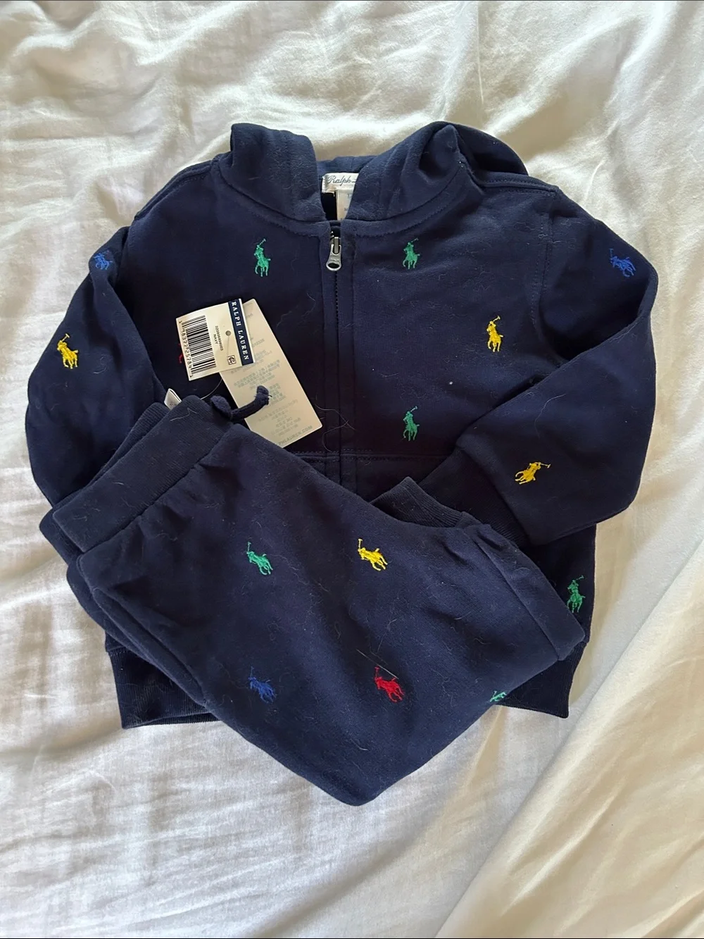Polo Ralph Lauren Little Boys Joggers Set with Multicolor Pony Embroidery
